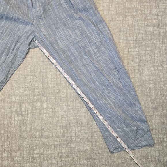 Light Blue Free People Paper Bag Linen Blend Pants Size M - Picture 9 of 12